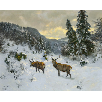 РЕПРОДУКЦИИ НА КАРТИНИ Елени в снега (1925)